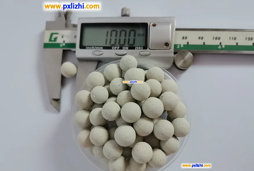 Inert alumina catalyst support balls