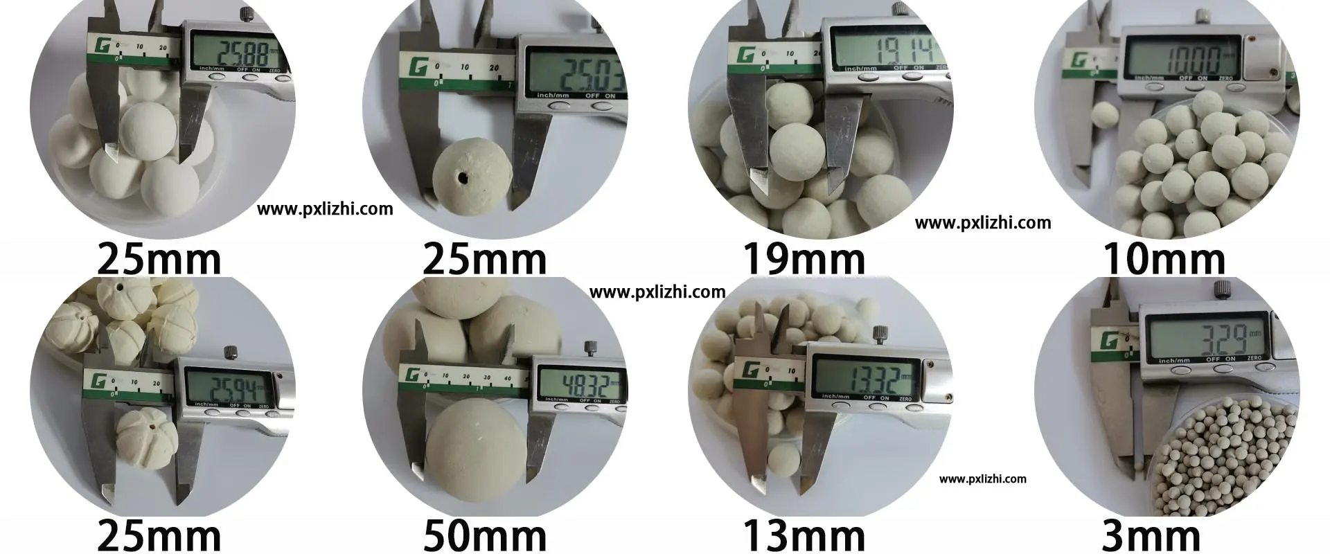 inert ceramic ball size